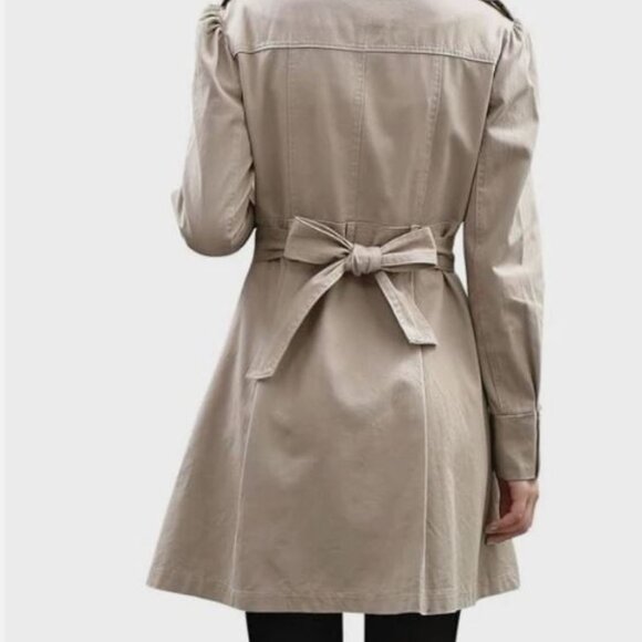 NWT Allegra K Beige Trench Jacket - Double Breasted, Size S - Picture 2 of 6